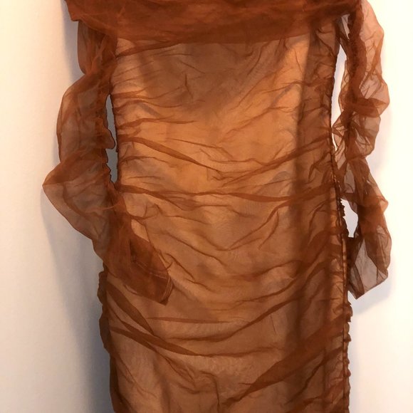 Ruched And Ready Bandage Midi Dress - Taupe - Picture 2 of 2